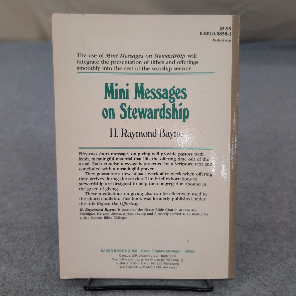Mini Messages on Stewardship H Raymond Bayne Baker Book House 1984 Paperback - Picture 2 of 5